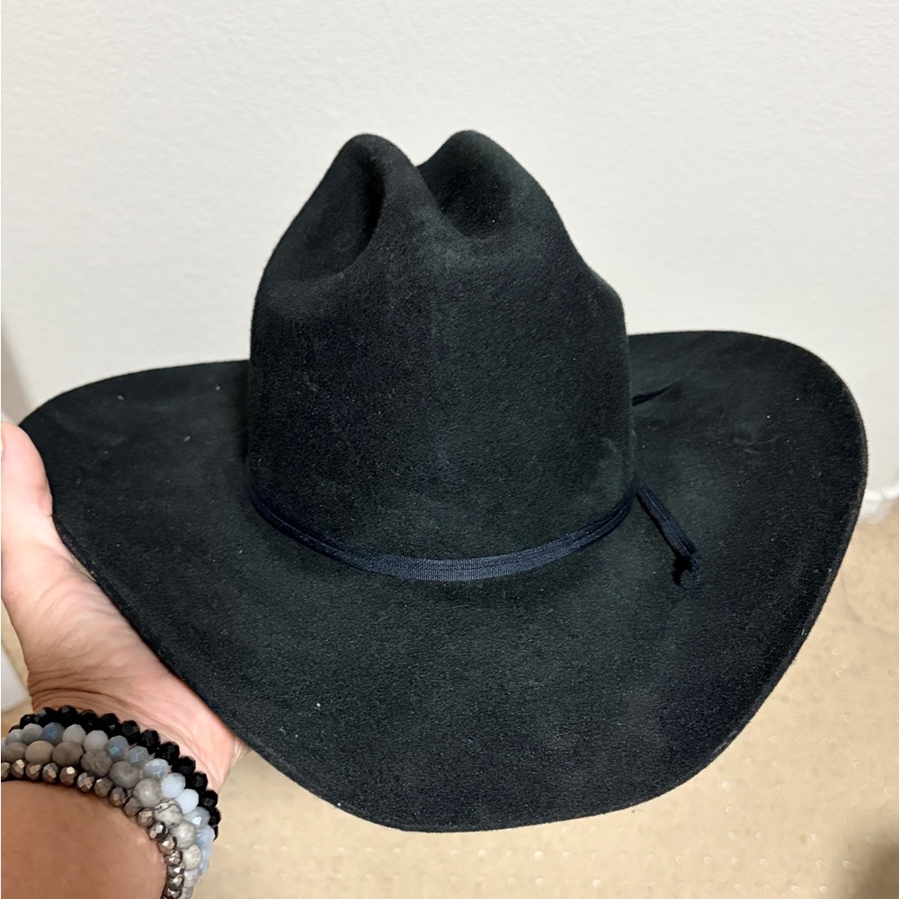 MHT Westerns Black Felt Cowboy Hat “Rodeo Bill” Tall Crown Size 7